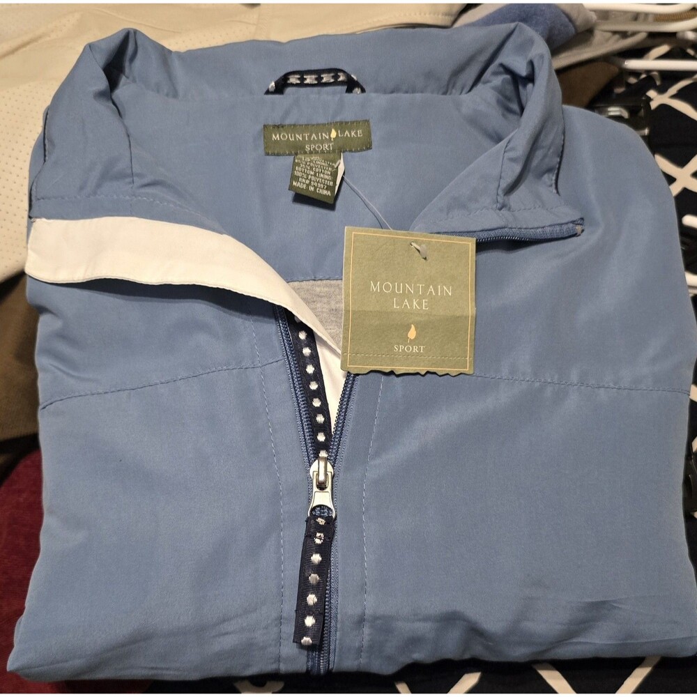 Mountain Lake Women's Athletic Zip Jacket Light Blue Lined Windbreaker XL
